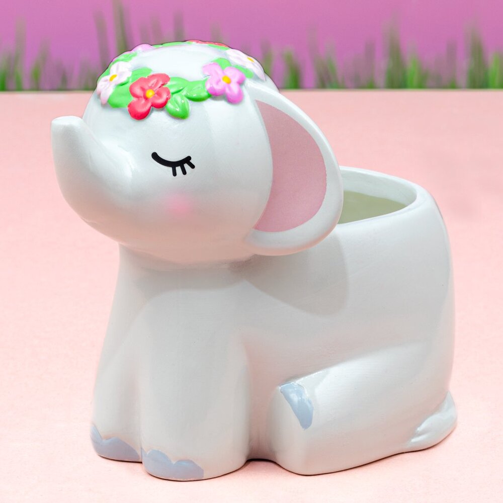 Happy Elephant ceramic planter jar, Charmed Aroma